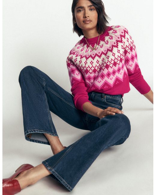 Boden Red Mae Fair Isle Knitted Sweater
