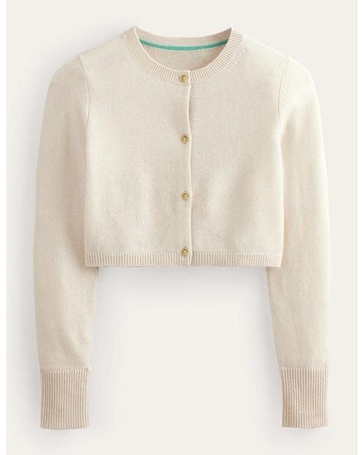 Boden Natural Cropped Cashmere Cardigan