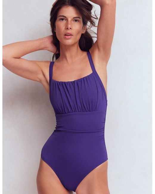 Boden Blue Skiathos Ruched Panel Swimsuit