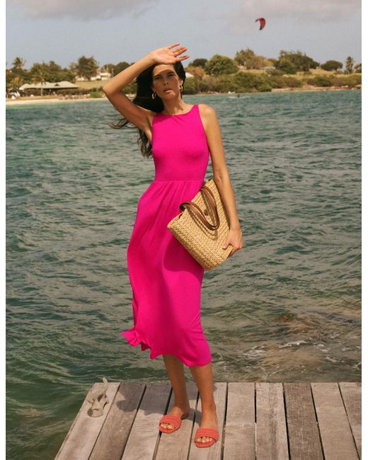 Boden Pink Saoirse Smock Back Dress