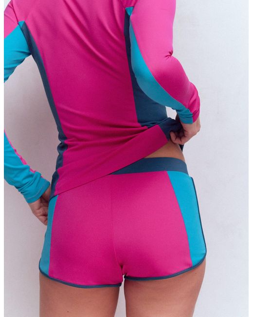 Boden Pink Rash Guard Swim Shorts