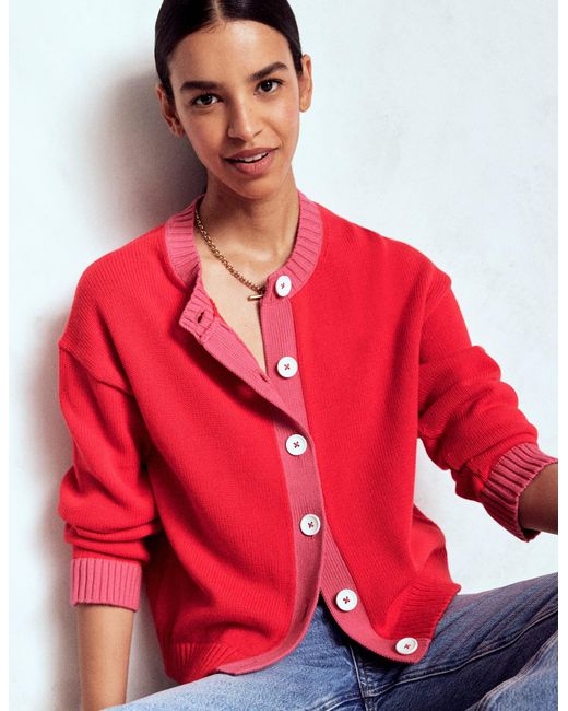 Boden Red Jemma Chunky Cotton Cardigan