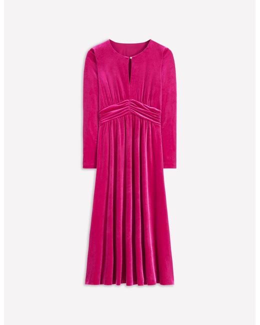 Boden Pink Tilda Velvet Midi Dress
