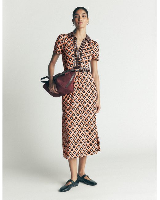 Boden White Heidi Jersey Midi Tea Dress