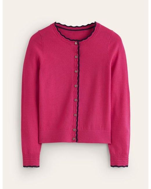 Boden Pink Merino Scallop Cardigan