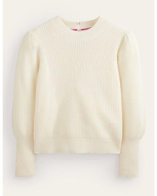 Boden Natural Key Hole Cashmere Sweater