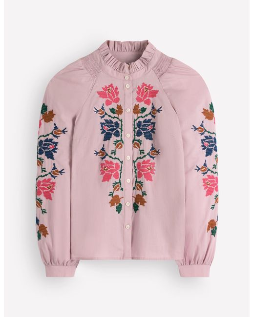 Boden Pink Erica Cotton Frill Top