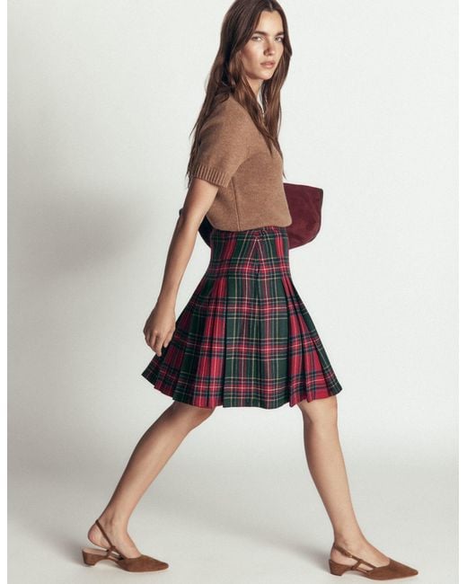 Boden Red Multi Panel Wool Blend Skirt