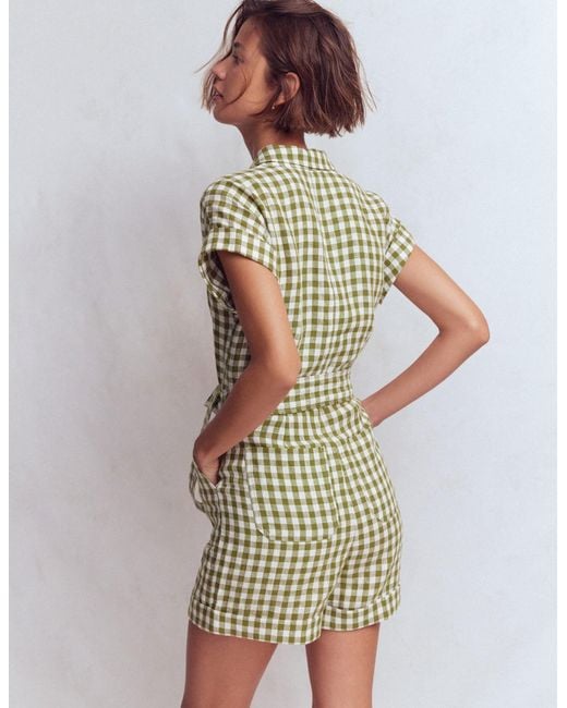 Boden Green Kay Linen Playsuit