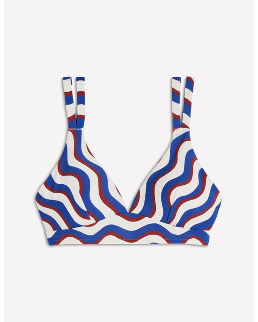 Boden Red Arles Bikini Top-Multi, Wavy Stripe