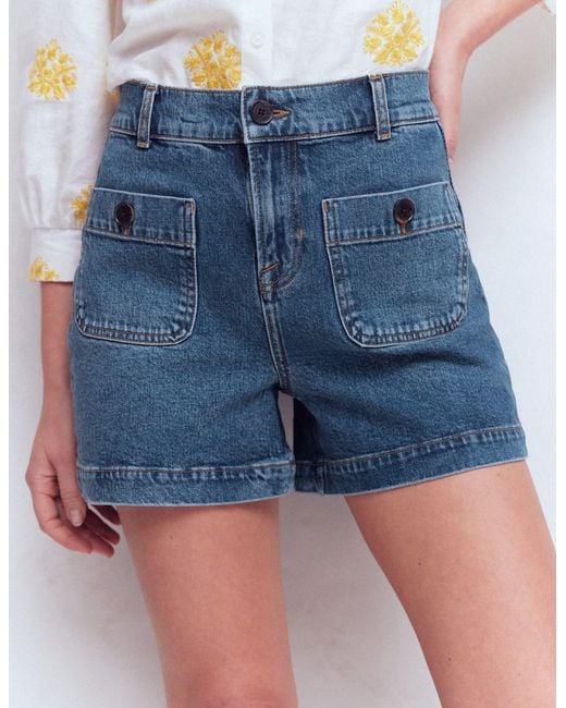 Boden White Primrose Denim Shorts