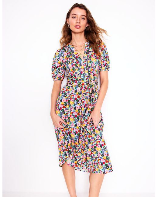Boden Red Sofia Trim Jersey Midi Dress