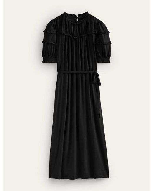 Boden Black Yoke Detail Jersey Midi Dress