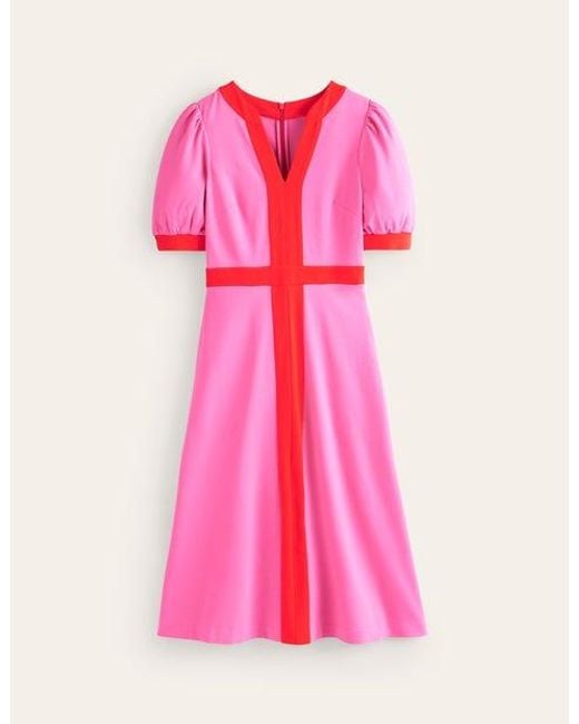 Boden Pink Petra Puff Sleeve Ponte Dress