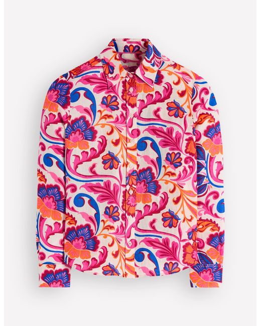 Boden Blue Sienna Linen Shirt-Multi, Paradise Bay