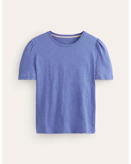 Boden Blue Cotton Puff Sleeve T-shirt