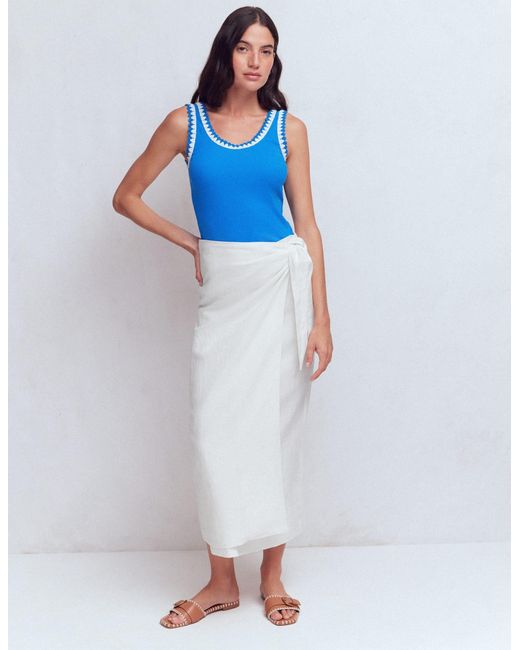 Boden Blue Dimitra Linen Column Skirt