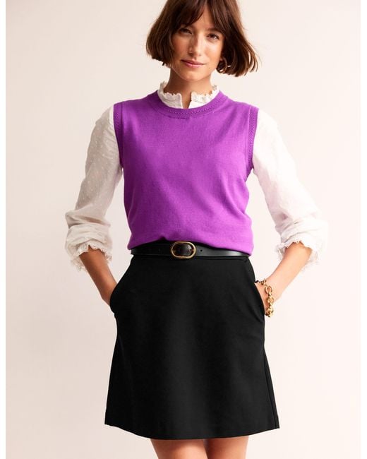 Boden Black Jersey A-line Mini Skirt