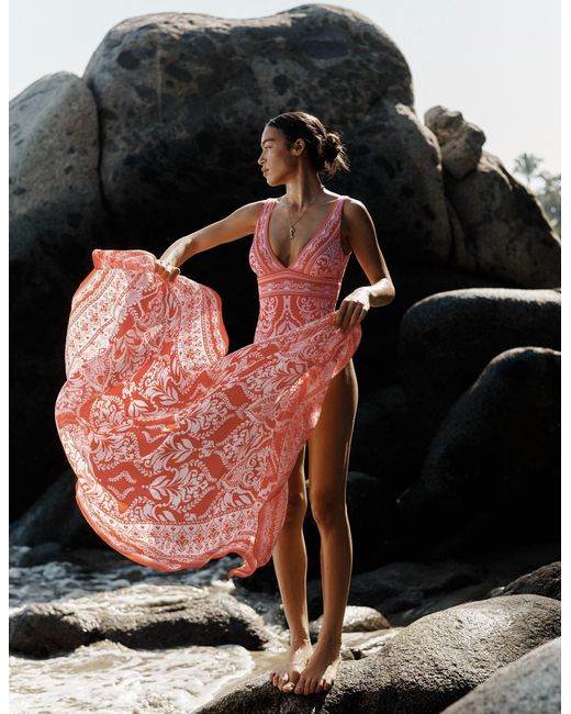 Boden Pink Porto V-Neck Swimsuit