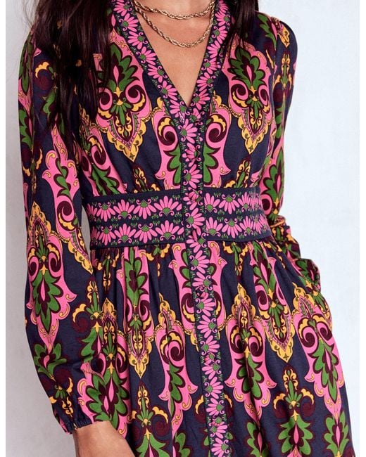 Boden Pink Natalia Long Sleeve Tea Dress