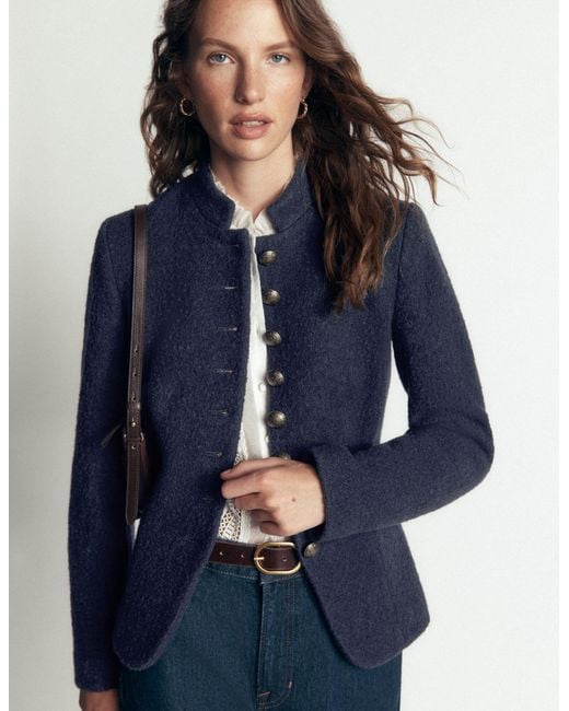 Boden Blue Hereford Boiled Wool Jacket