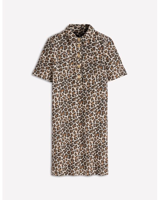 Boden Multicolor Zia Pocket Shift Dress-Almond Milk, Cheetah Pop