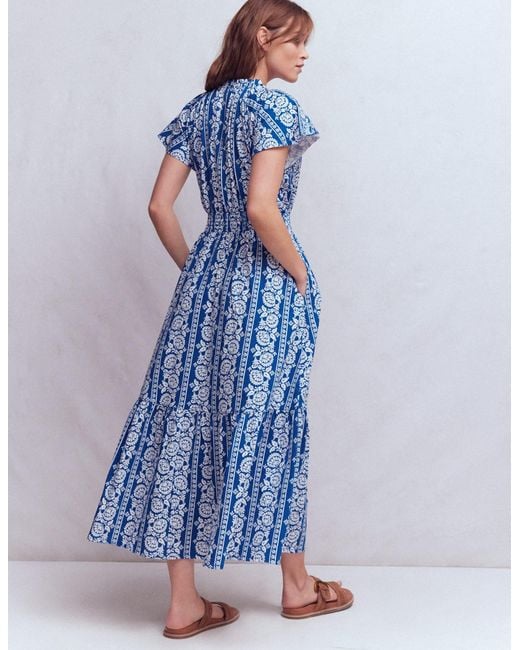 Boden Blue Tala Tiered Jersey Maxi Dress