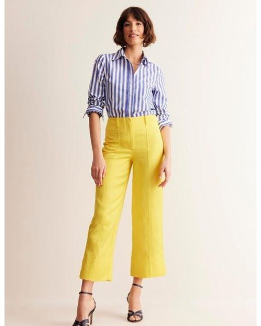 Boden Yellow Cropped Twill Pants