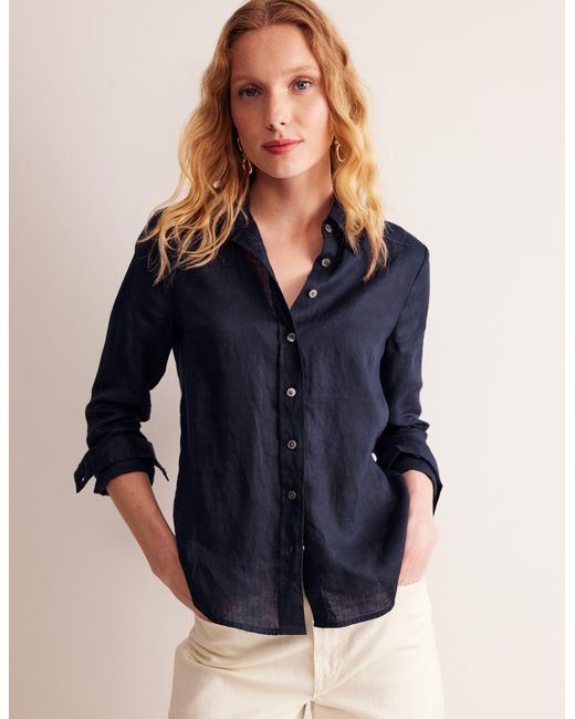 Boden Blue Sienna Linen Shirtnavy