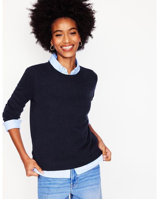 Boden Blue Eva Cashmere Crew Neck Jumper