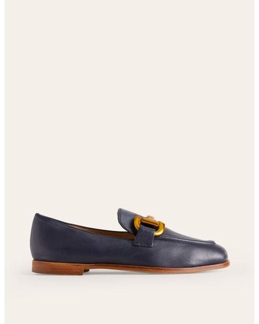 Boden Blue Iris Leather Snaffle Trim Loafers