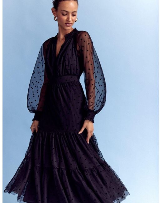 Boden Black Lucille Tulle Midi Dress