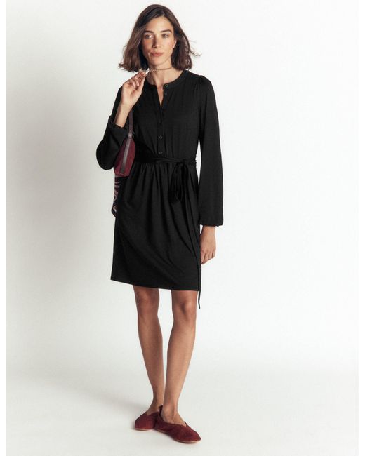 Boden Black Adele Belted Jersey Dress