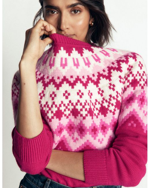 Boden Red Mae Fair Isle Knitted Sweater