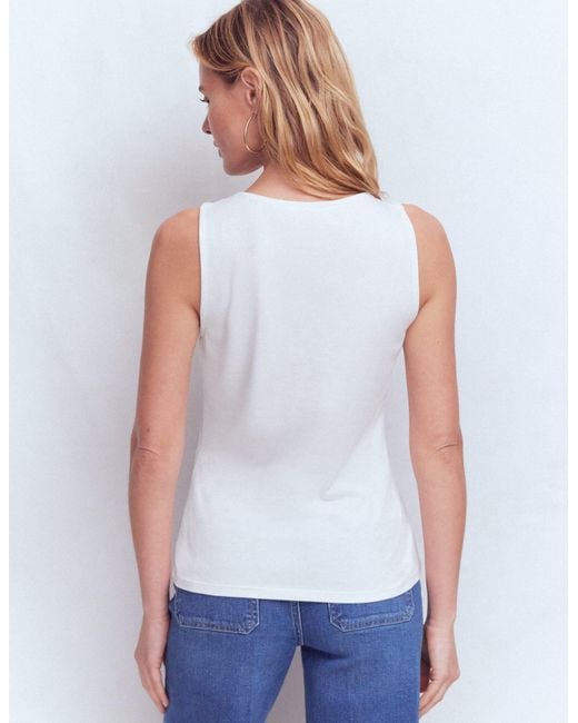Boden White Flora Lace Trim Supersoft Tank Top
