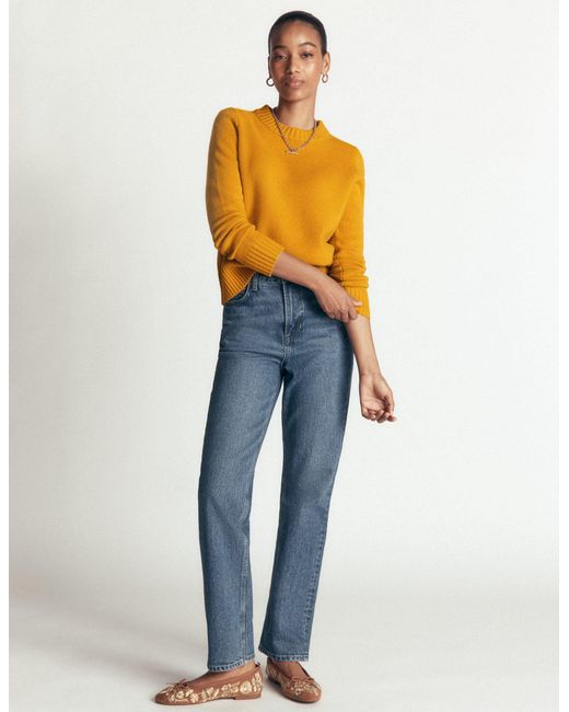Boden Orange Marta Merino Wool Crew Sweater