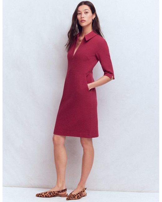 Boden Red Cam Short Sleeve Ottoman Dress