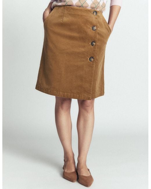 Boden Red Evelyn Button Cord Wrap Skirt