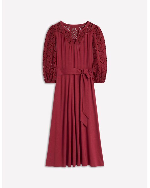 Boden Red Eden Broderie Jersey Dress