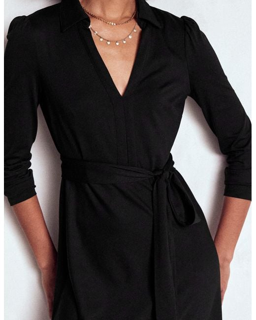 Boden Black Imogen Collared Jersey Dress