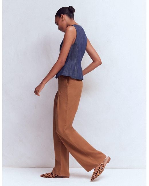 Boden White Mayfair Pleat Detail Trousers