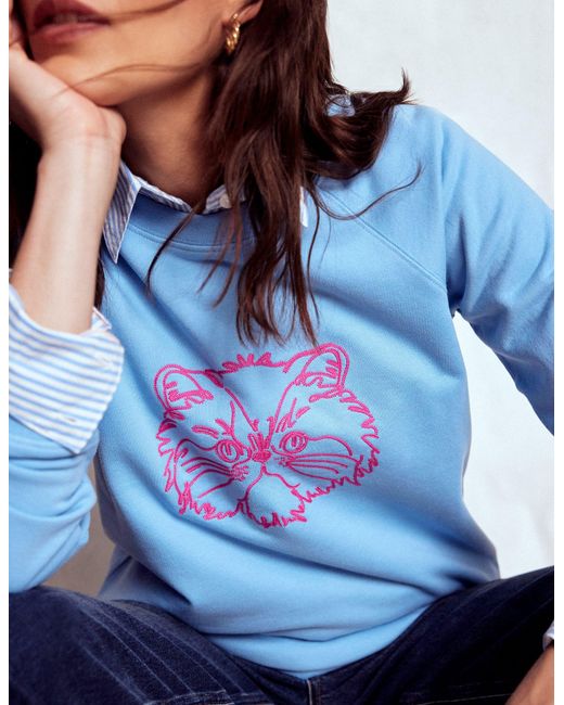 Boden Blue Rosa Embroidered Sweatshirt