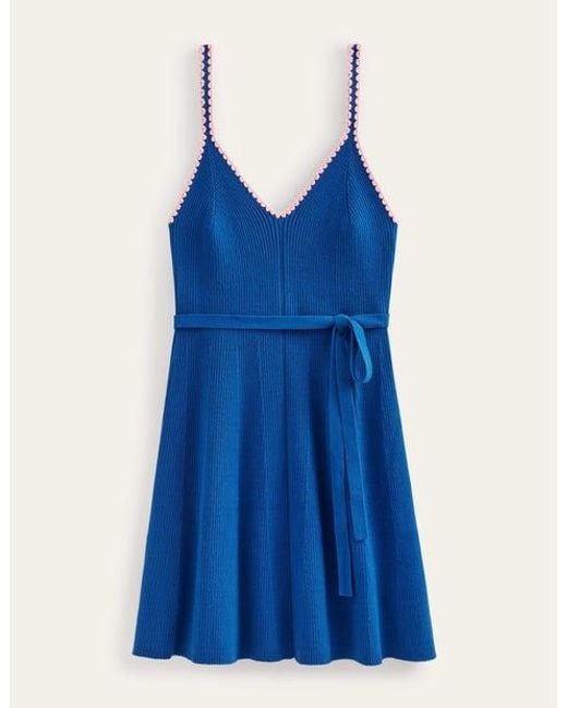 Boden Blue Crochet-trim Knitted Dress