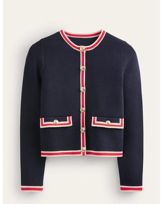 Boden Blue Holly Cropped Knitted Jacket