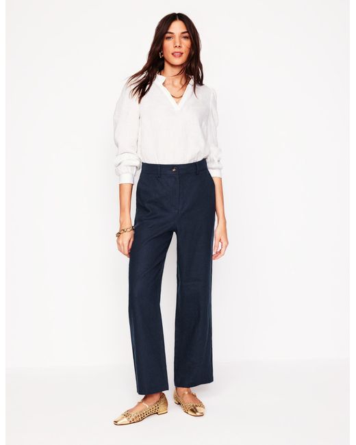 Boden Blue Westbourne Verkürzte Leinenhose