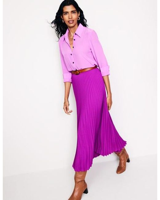 Boden Camilla Pleated Midi Skirt in Purple Lyst UK