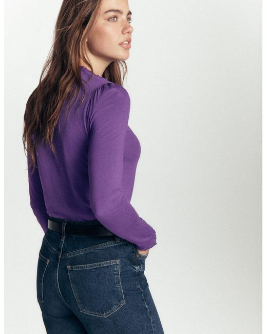 Boden Red Supersoft Frill Henley Top