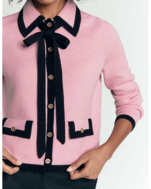 Boden Pink Elizabeth Bow Knitted Jacket