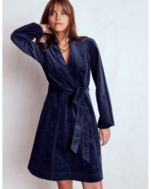 Boden Blue Ros Panelled Cord Short Dress