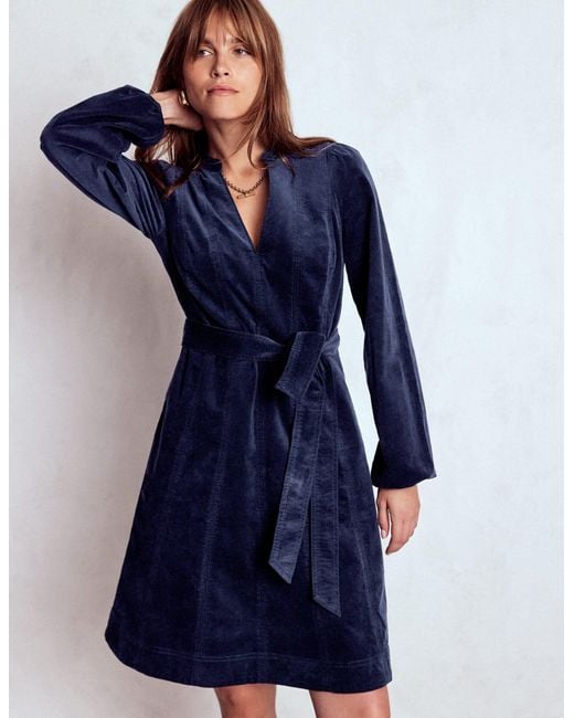 Boden Blue Ros Kurzes Cordkleid Mit Einsätzen